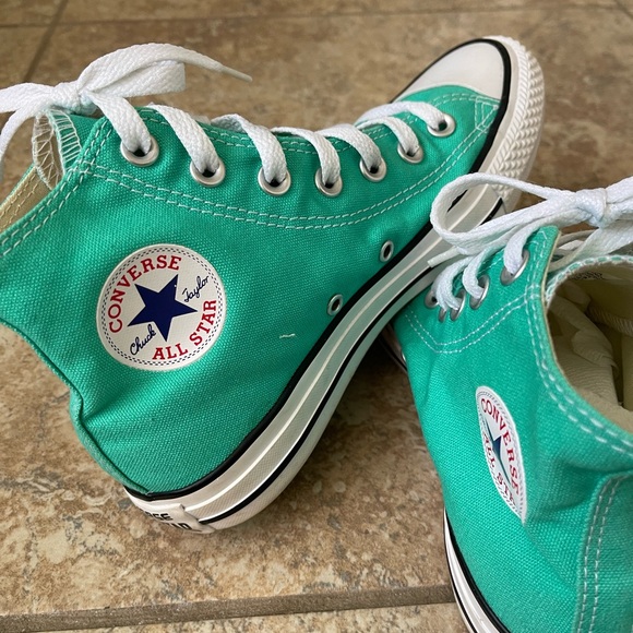 Converse Womens High-Top Sneakers - Teal and White - Picture 2 of 5